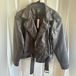 wild fable Brown Faux Leather Moto Jacket (NWT)